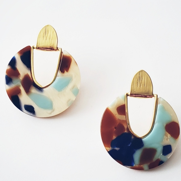 Multicolored Resin/Acrylic Statement Earrings - Picture 2 of 6